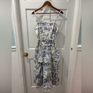 TCEC Women’s Tiered Ruffle Midi Dress Size M Pastoral Pattern Cottagecore